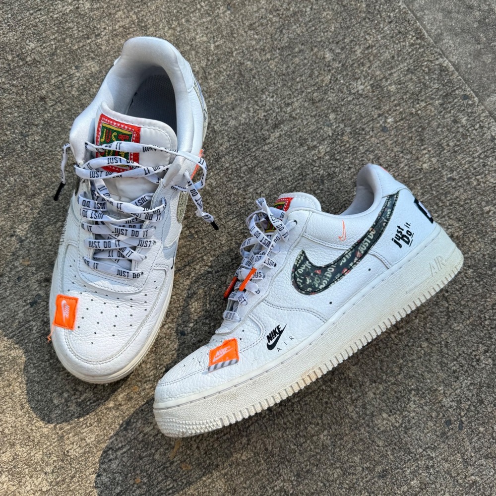 KK‎ Nike Air Force 1 Low Just Do It White AR7719-100 Mens Size 9.5 Sneakers